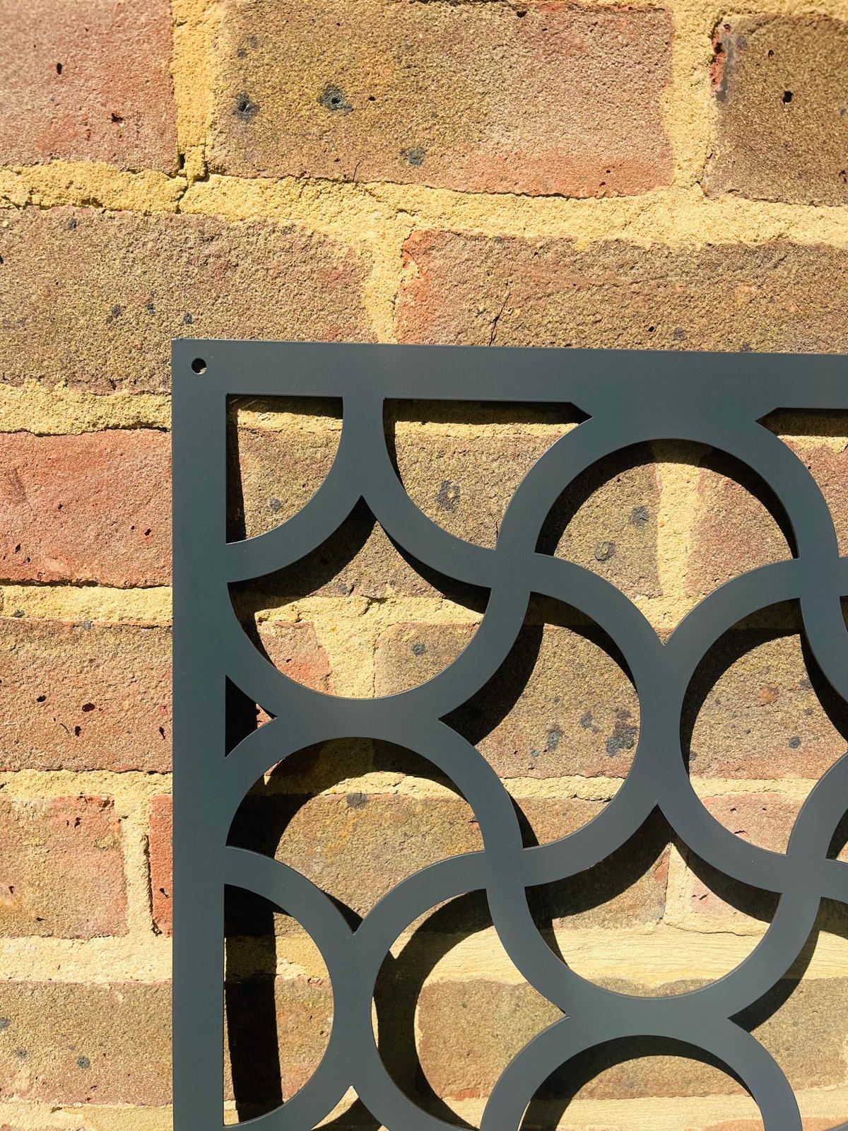 Aluminium metal anthracite grey Wall Mounted Scalloped Decorative Garden Panel Screen Wall Art 600 x 1200mm