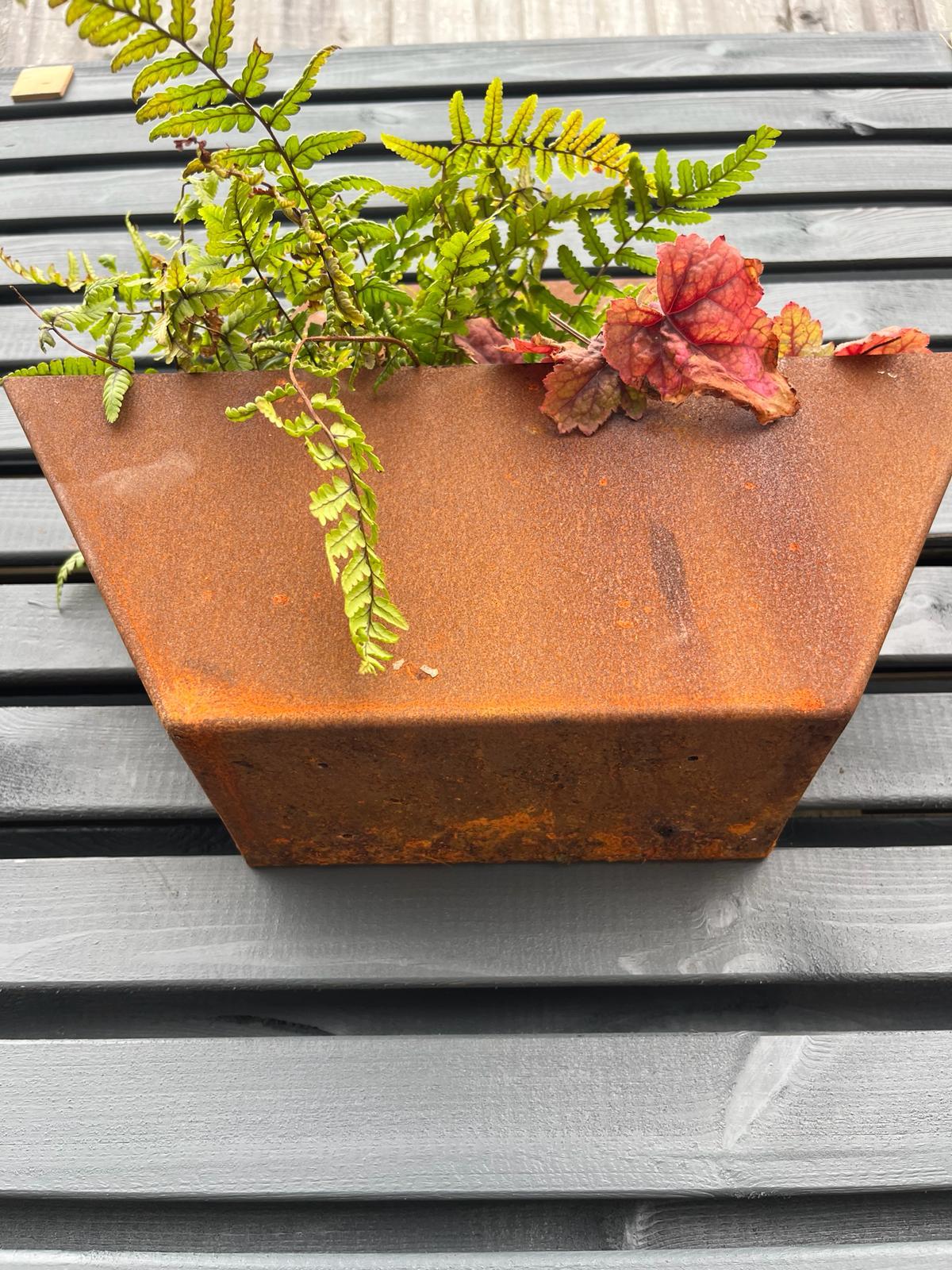 Corten Steel Hexagon Wall Mounted Planter 300mm
