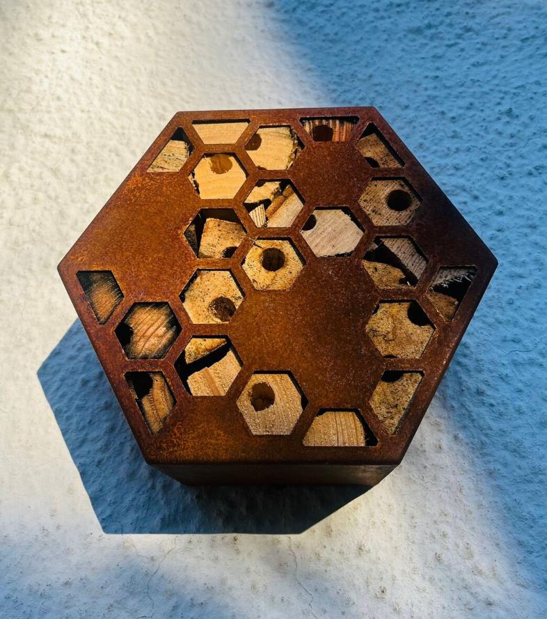 Corten Steel Honeycomb Hexagon Bug Insect Hotel 200mm, 300mm , 400mm