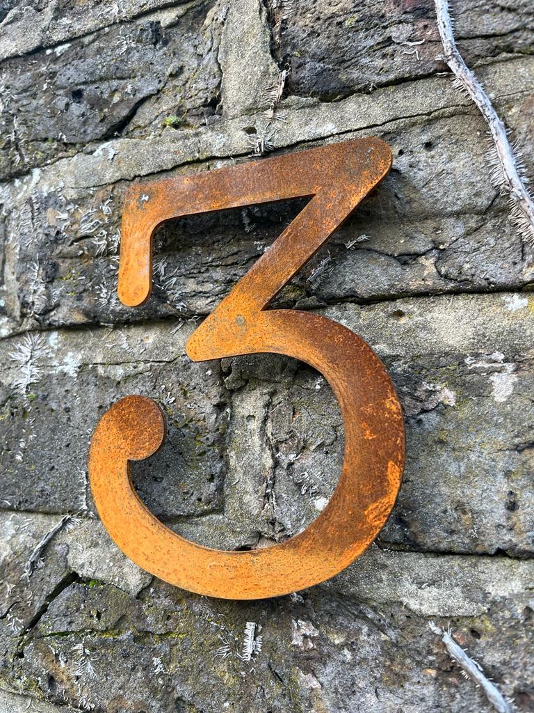 Corten Steel House Door Number Wall Mounted 200mm - 600mm