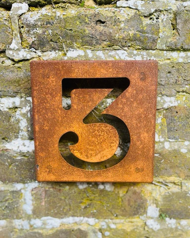 Corten Steel House Door Number Wall Mounted 200mm - 600mm