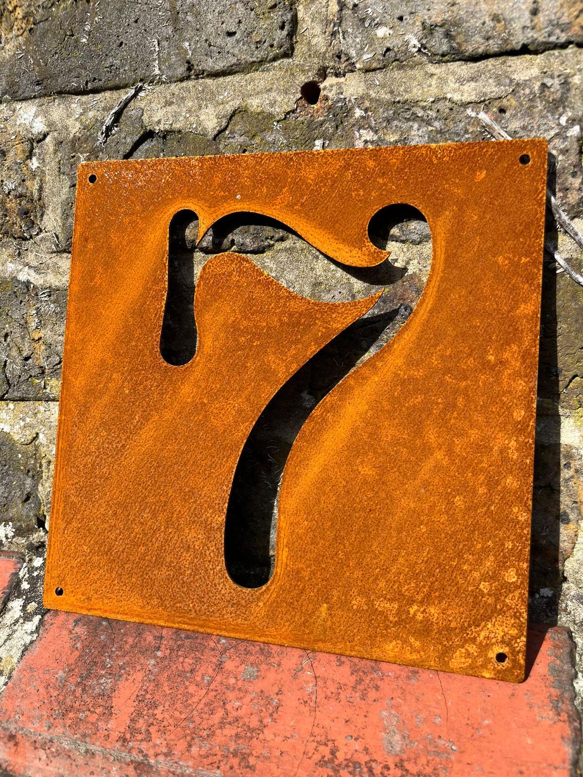 Corten Steel House Door Number Wall Mounted 200mm - 600mm