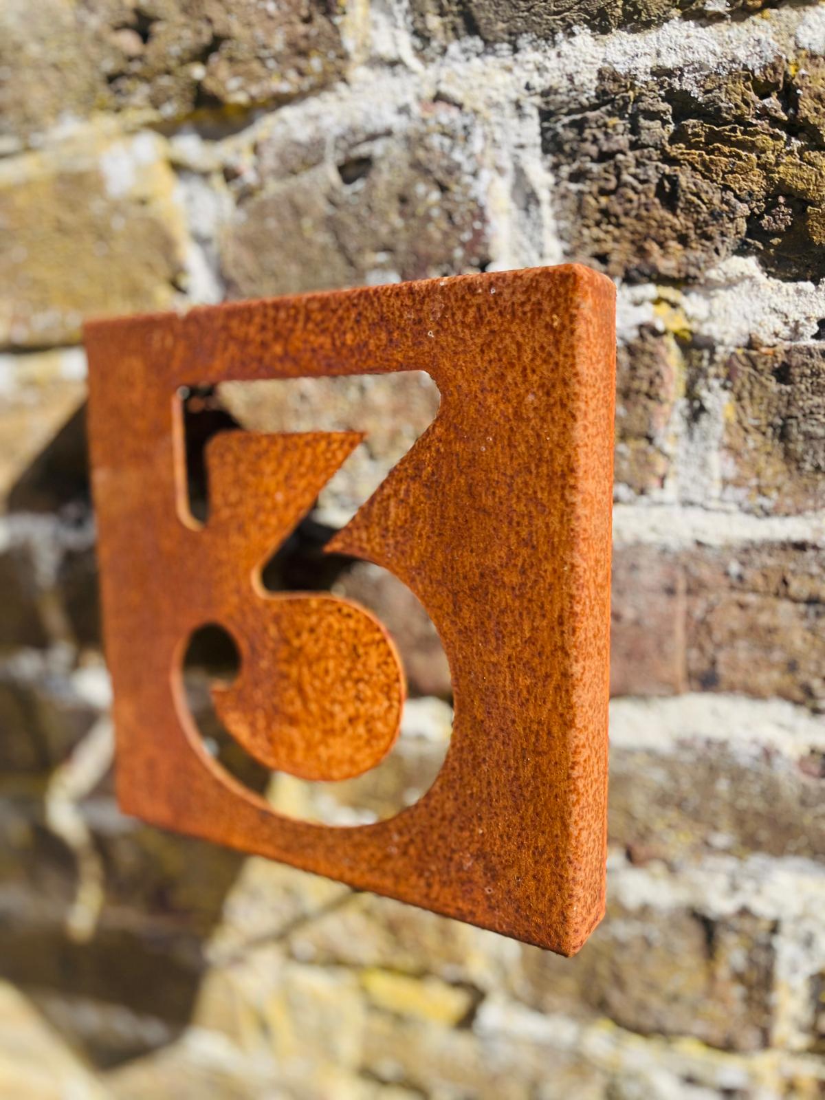 Corten Steel House Door Number Wall Mounted 200mm - 600mm
