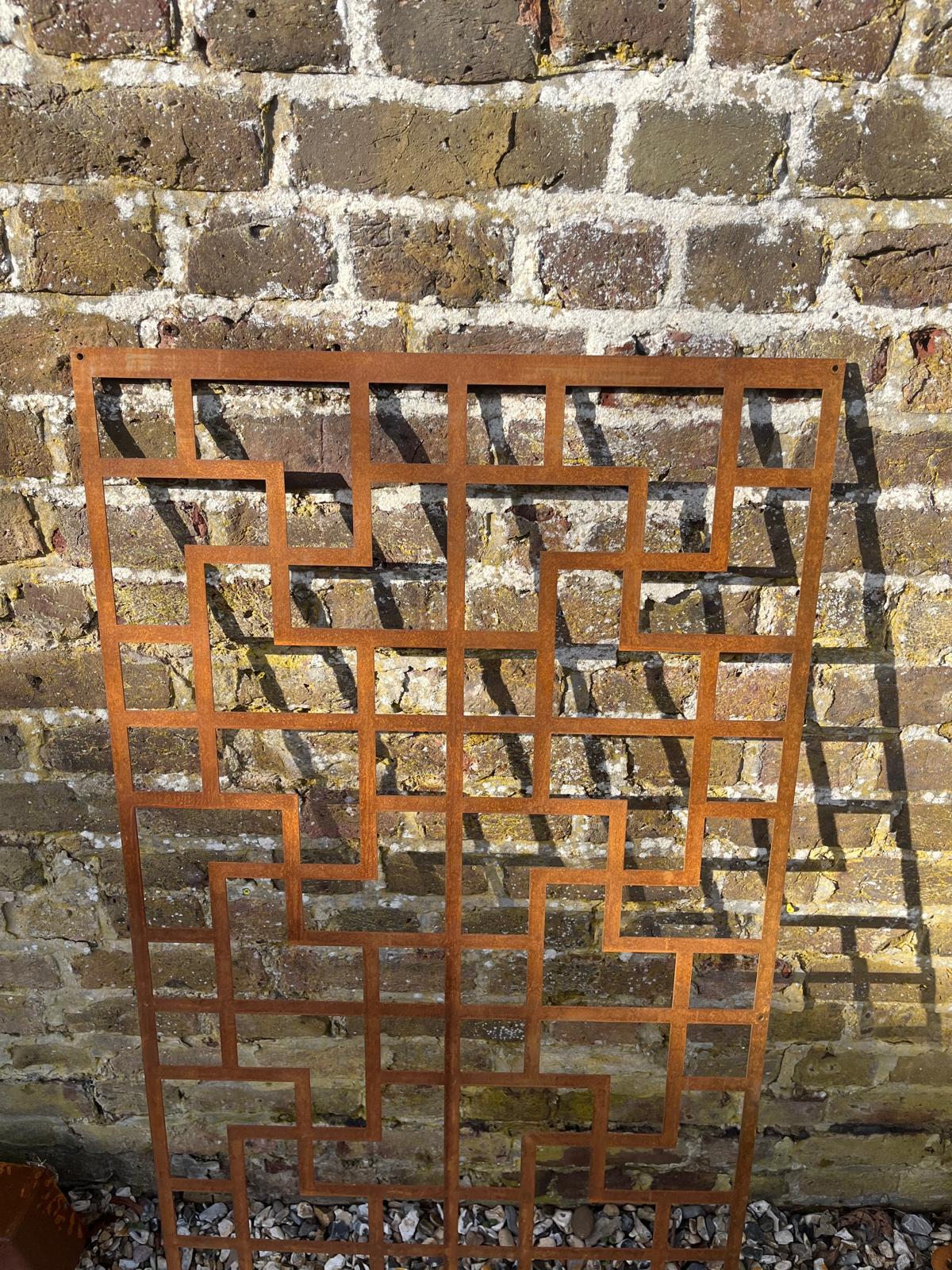 Corten Steel metal Wall Mounted Izan Geometric Decorative Garden Panel Screen Wall Art 1200 - 2400mm