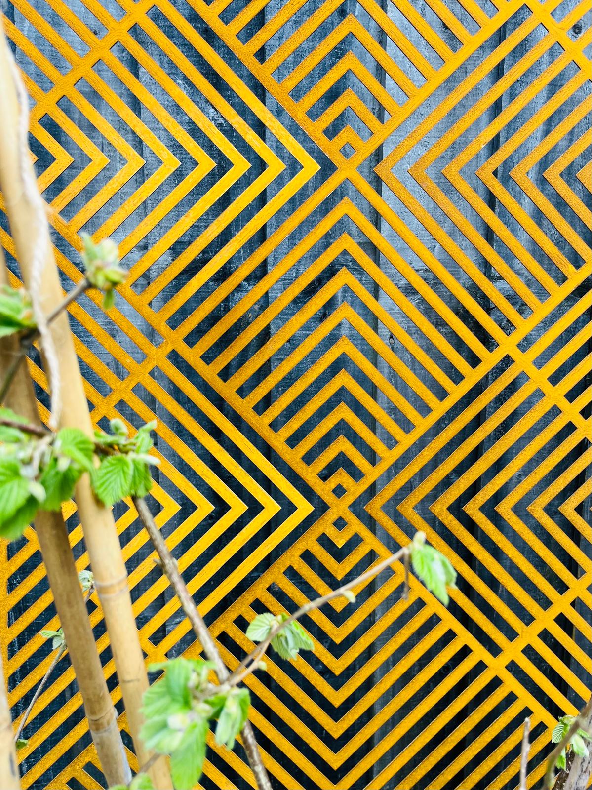 Corten Steel metal Wall Mounted Chevron Pattern Decorative Garden Panel Screen Wall Art 1200 - 2400mm