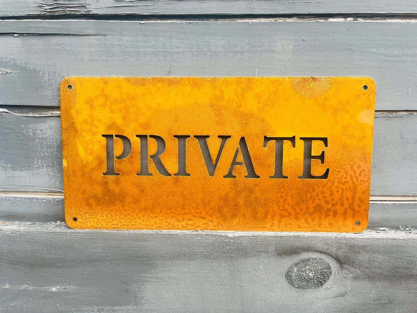 Corten Steel Private property warning sign bespoke personalised Wall Mounted Sign Plaque 200mm - 600mm