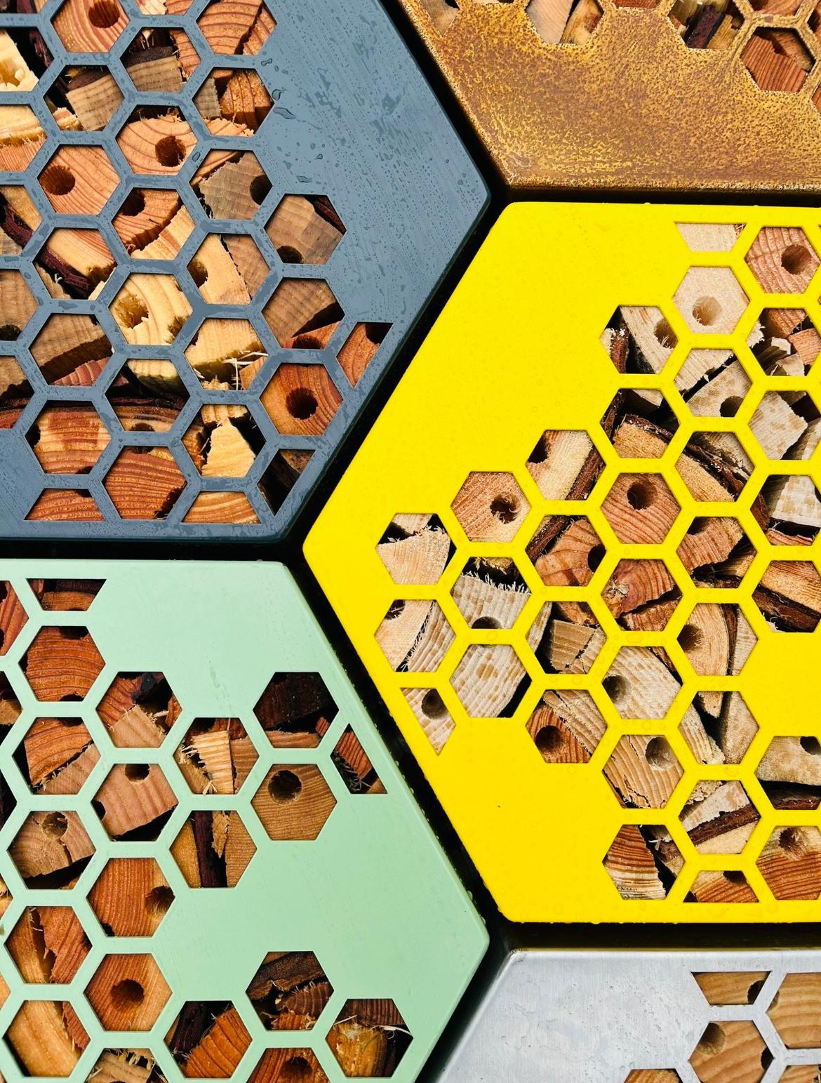 Painted Aluminium Honeycomb Hexagon Bug Insect Hotel 200mm, 300mm , 400mm