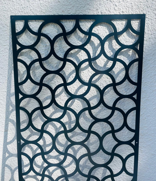Aluminium metal anthracite grey Wall Mounted Scalloped Decorative Garden Panel Screen Wall Art 600 x 1200mm