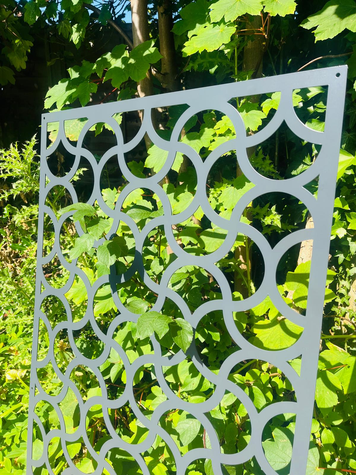 Aluminium metal anthracite grey Wall Mounted Scalloped Decorative Garden Panel Screen Wall Art 600 x 1200mm