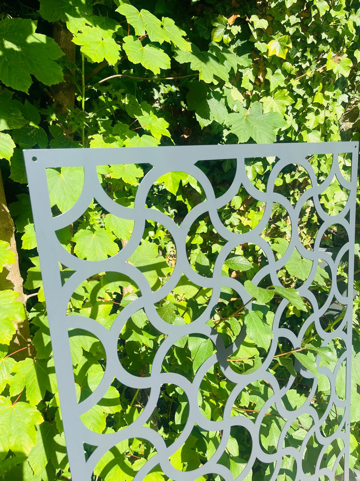 Aluminium metal anthracite grey Wall Mounted Scalloped Decorative Garden Panel Screen Wall Art 600 x 1200mm