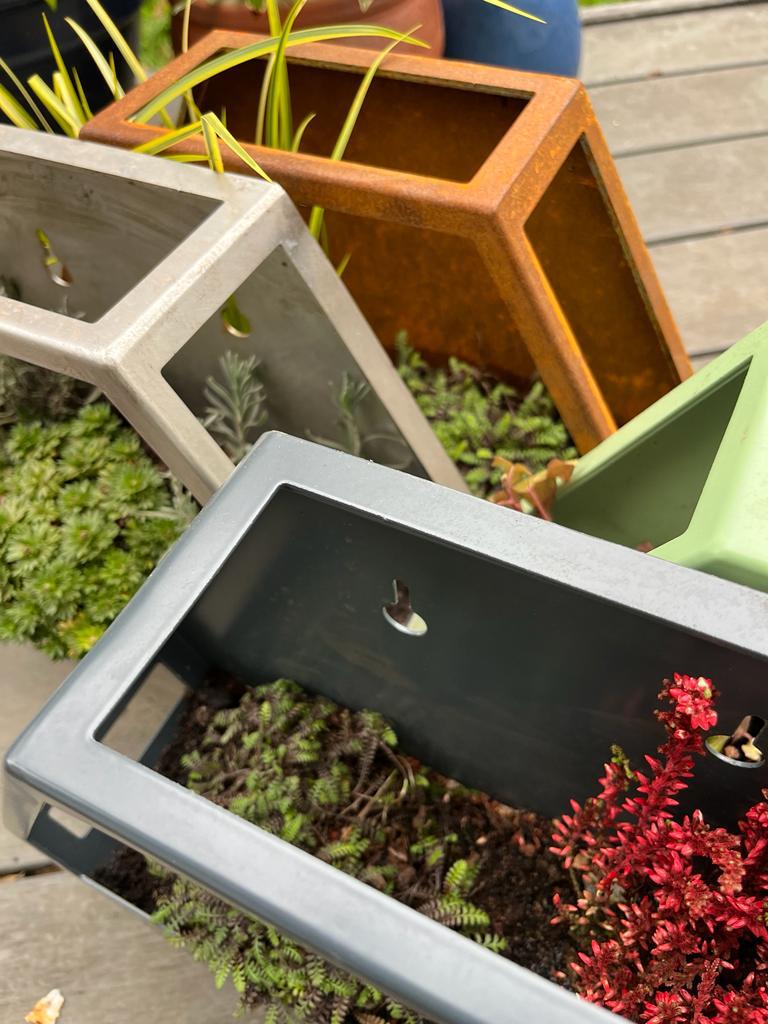 Painted Aluminium Hexagon Wall Mounted Enclosed Planter 300mm