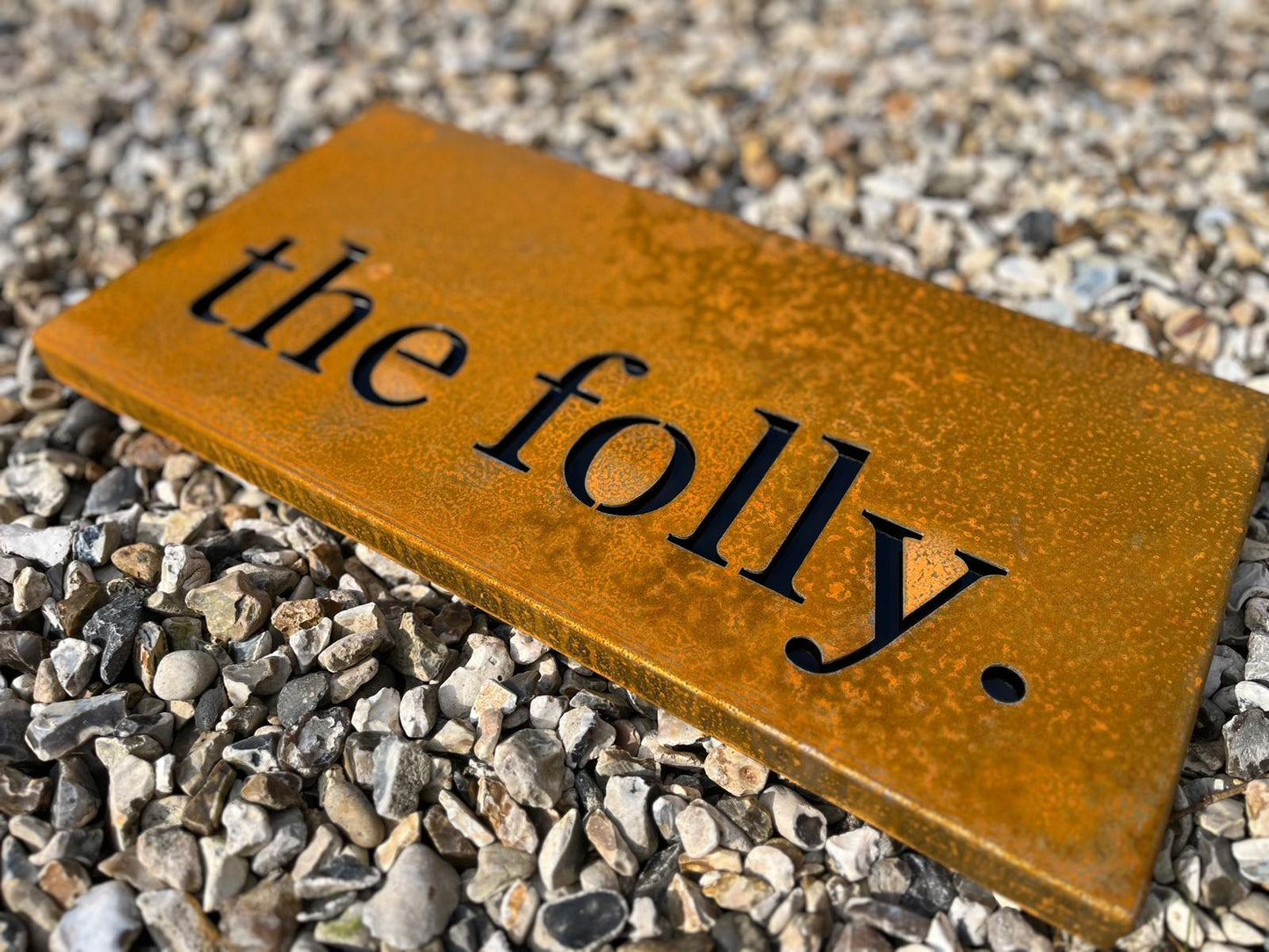 Corten Steel (with Black or White backing panel) House Address Company Business Name Wall Mounted Sign Plaque 200mm - 600mm