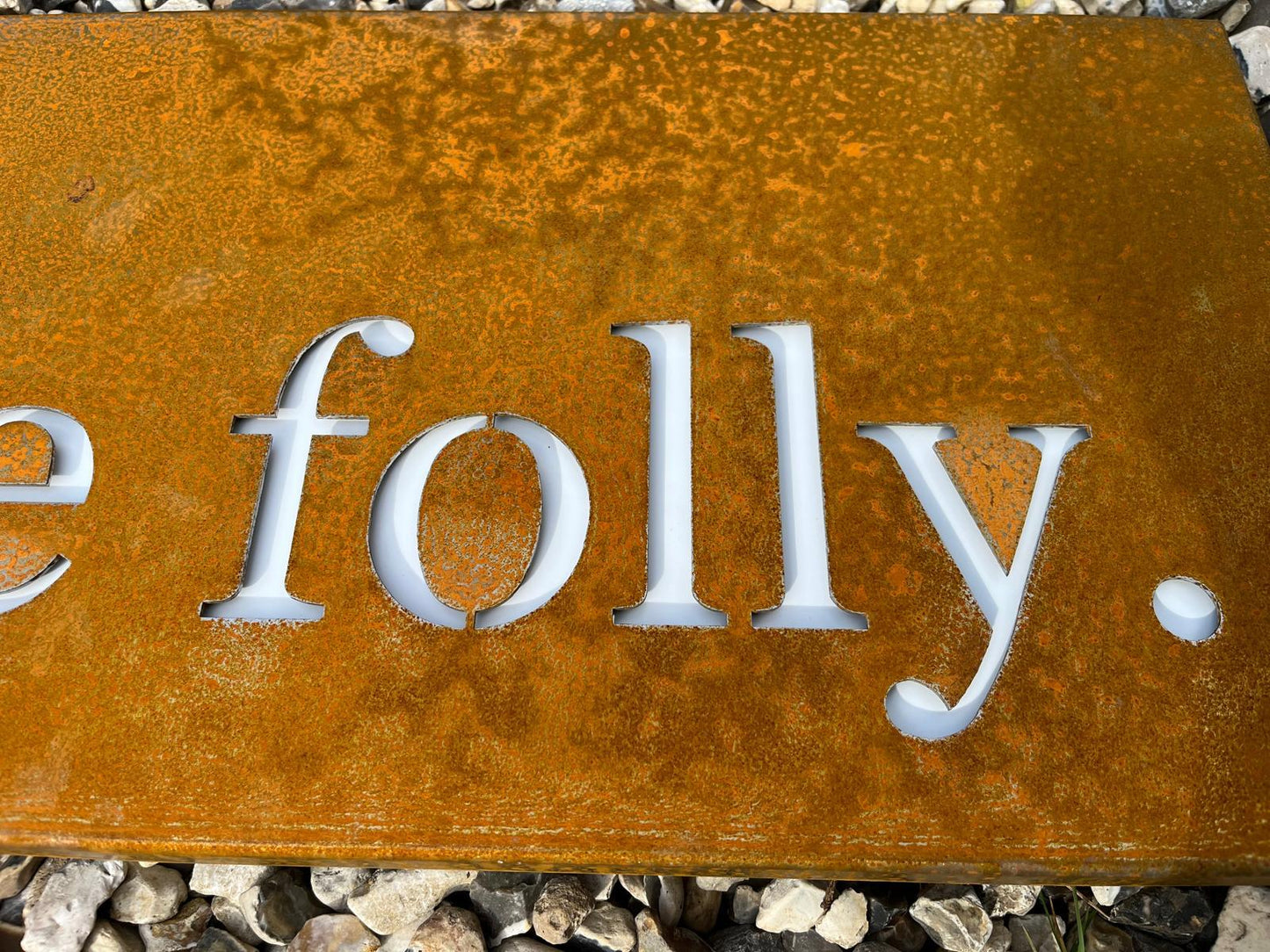 Corten Steel (with Black or White backing panel) House Address Company Business Name Wall Mounted Sign Plaque 200mm - 600mm