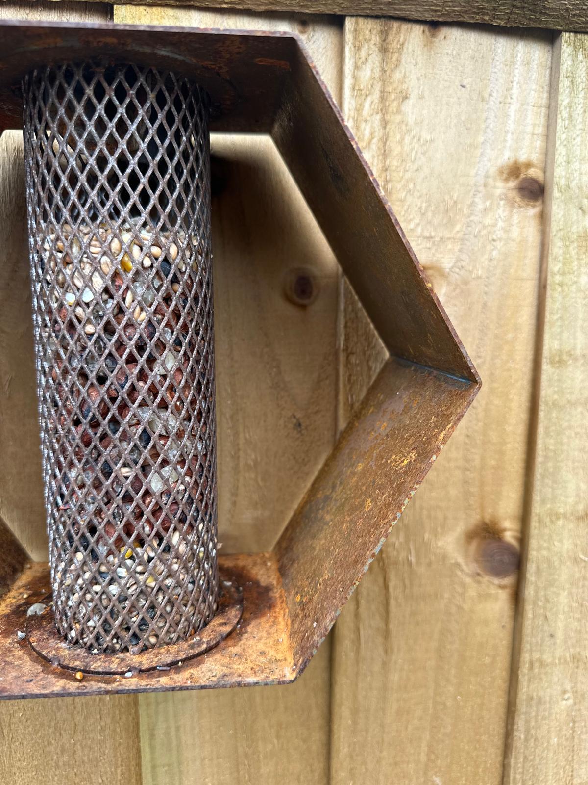 Corten Steel Hexagon Bird Feeder 200mm
