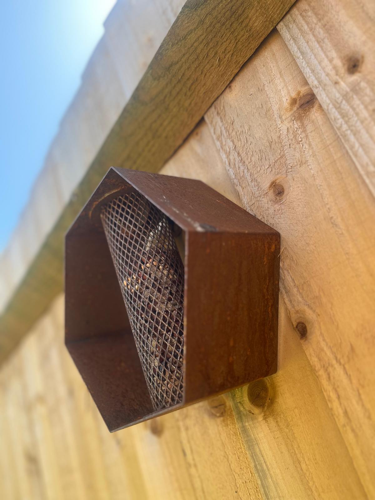 Corten Steel Hexagon Bird Feeder 200mm