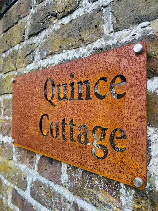 Corten Steel House Address Company Business Name Wall Mounted Sign Plaque 200mm - 600mm