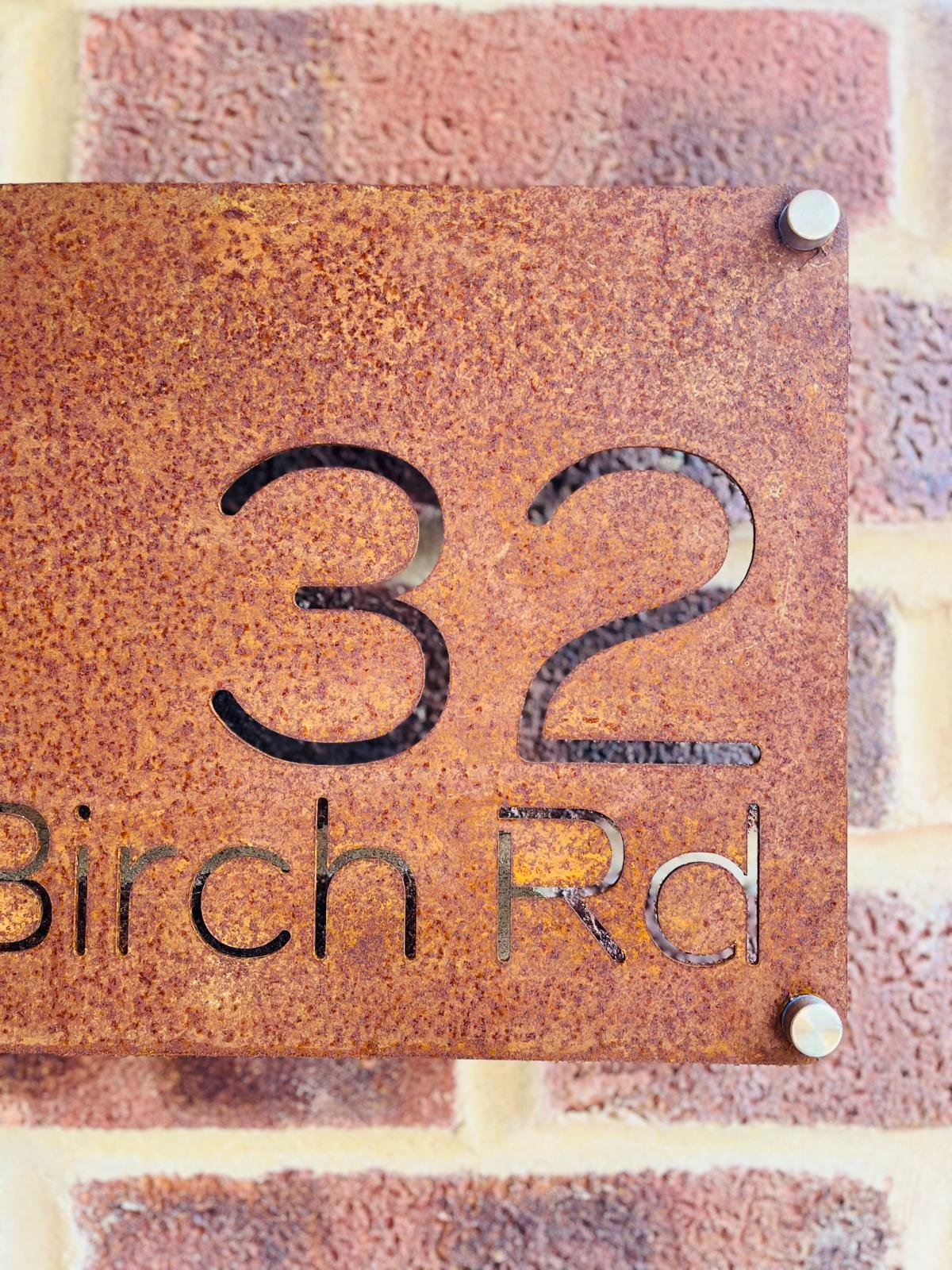 Corten Steel House Address Company Business Name Wall Mounted Sign Plaque 200mm - 600mm