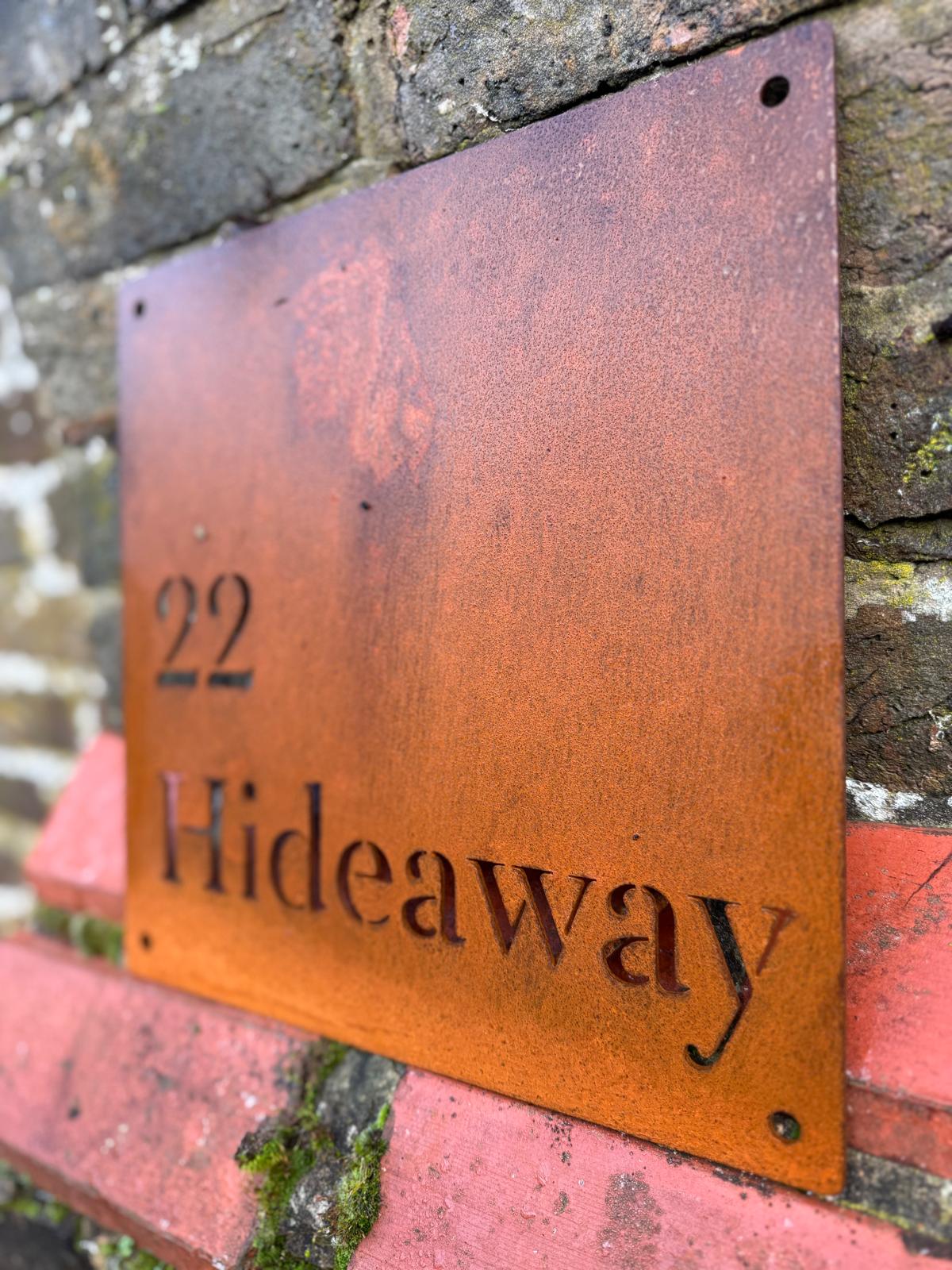 Corten Steel House Address Company Business Name Wall Mounted Sign Plaque 200mm - 600mm