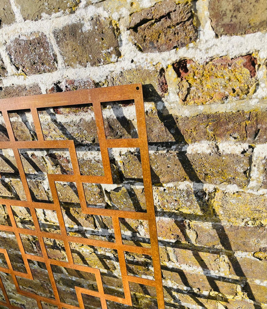 Corten Steel metal Wall Mounted Izan Geometric Decorative Garden Panel Screen Wall Art 1200 - 2400mm