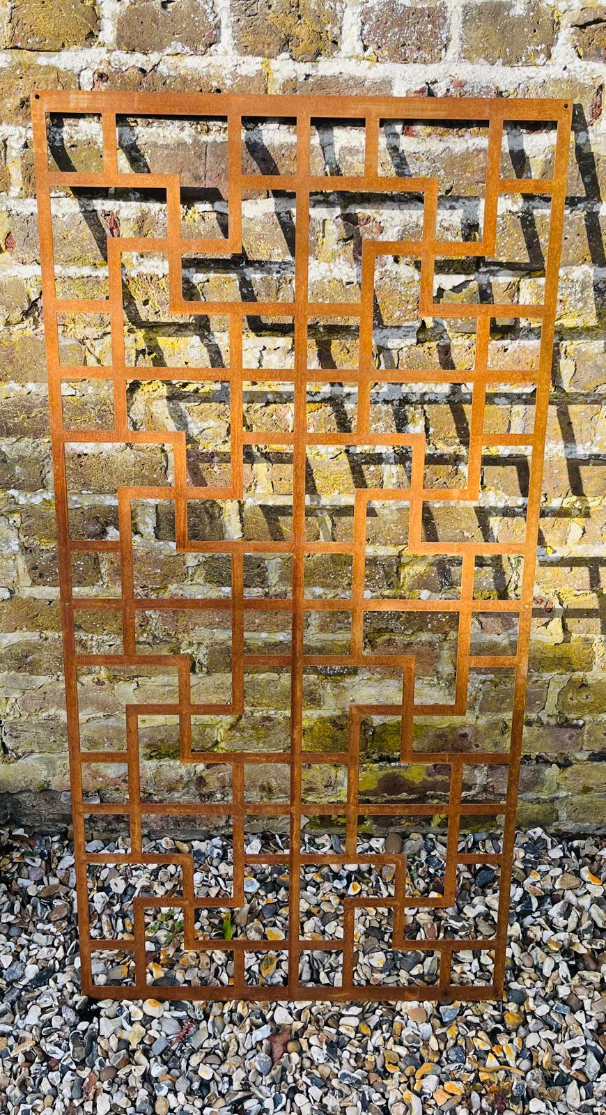 Corten Steel metal Wall Mounted Izan Geometric Decorative Garden Panel Screen Wall Art 1200 - 2400mm