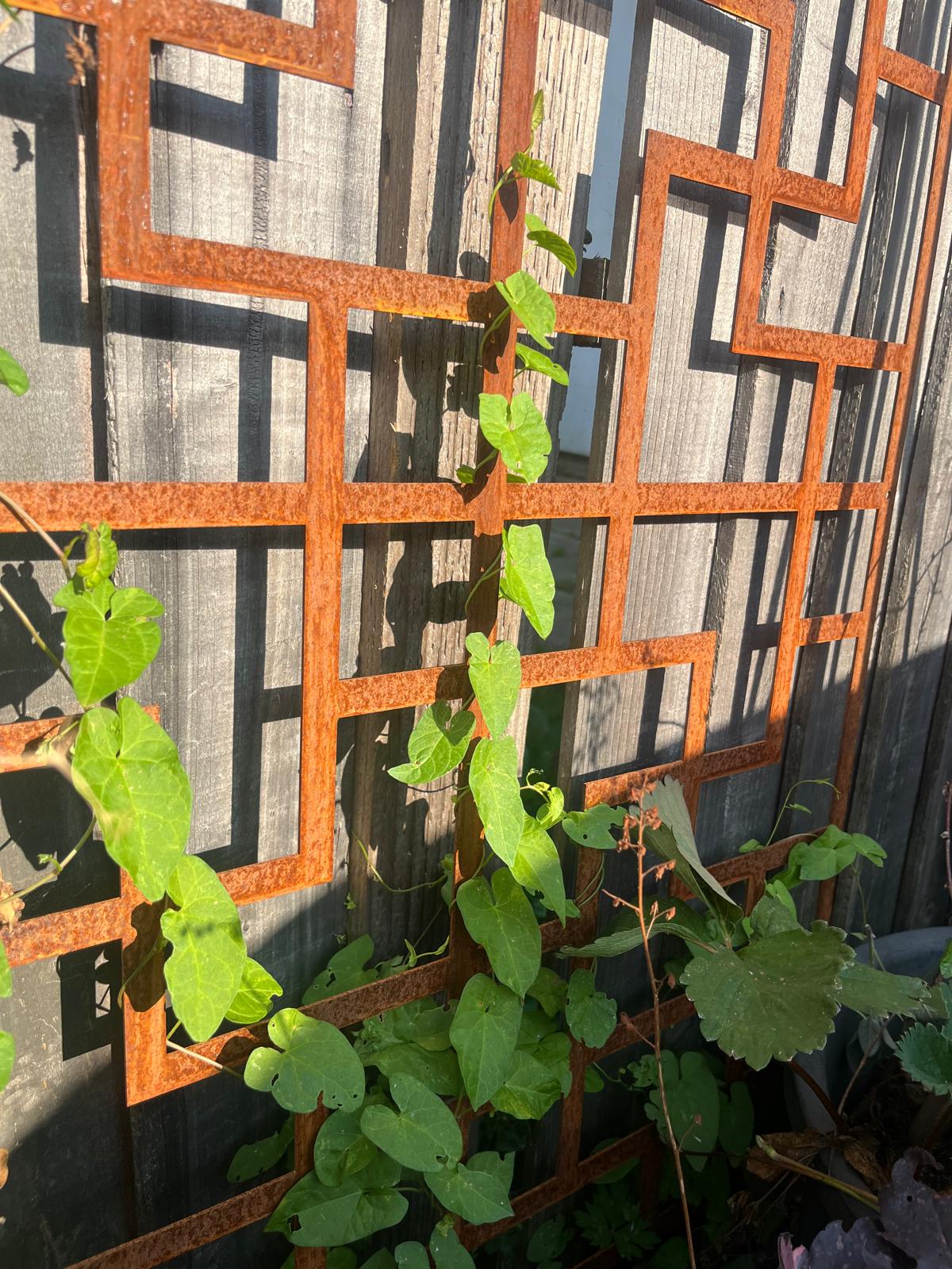 Corten Steel metal Wall Mounted Izan Geometric Decorative Garden Panel Screen Wall Art 1200 - 2400mm