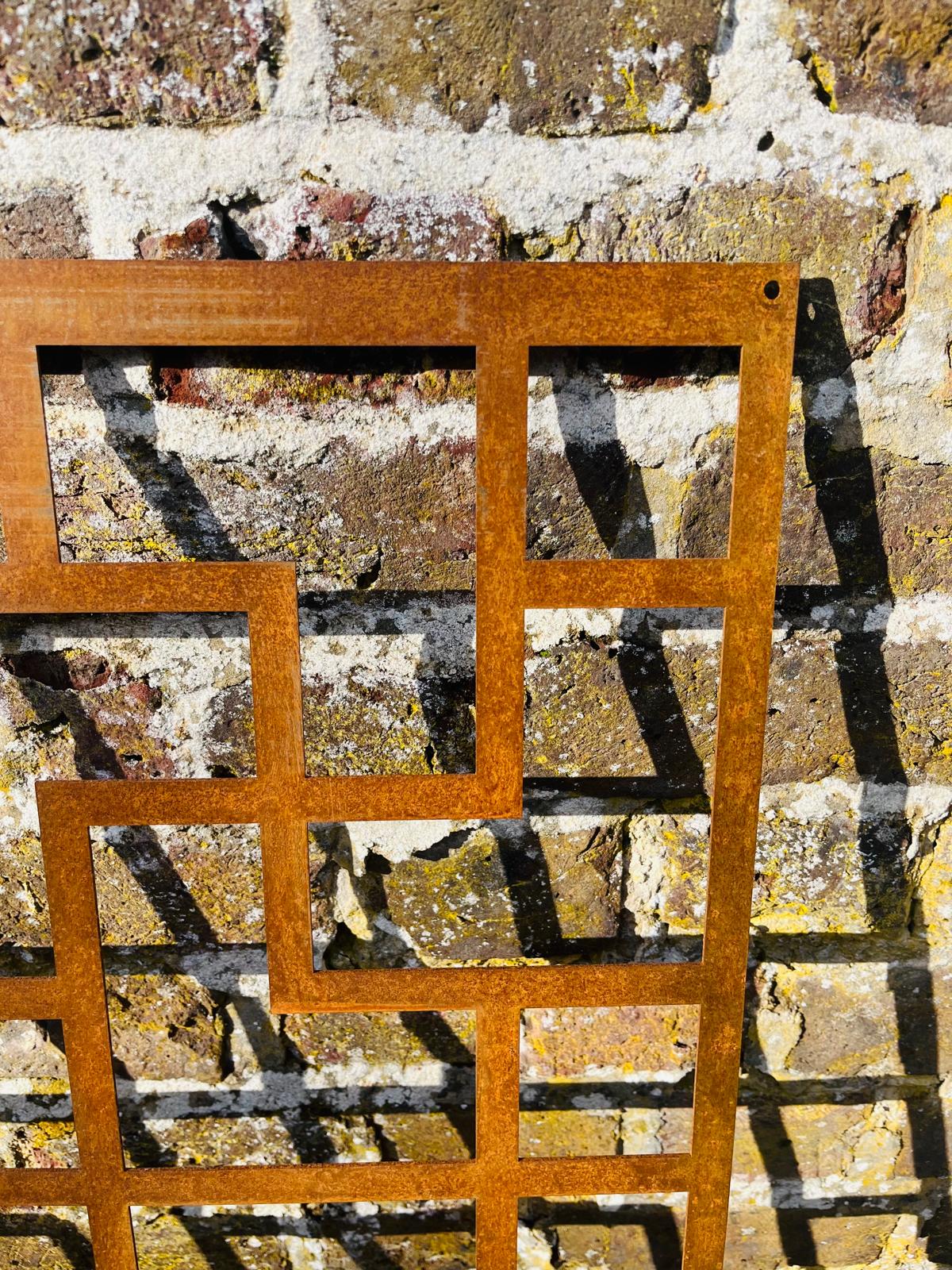 Corten Steel metal Wall Mounted Izan Geometric Decorative Garden Panel Screen Wall Art 1200 - 2400mm