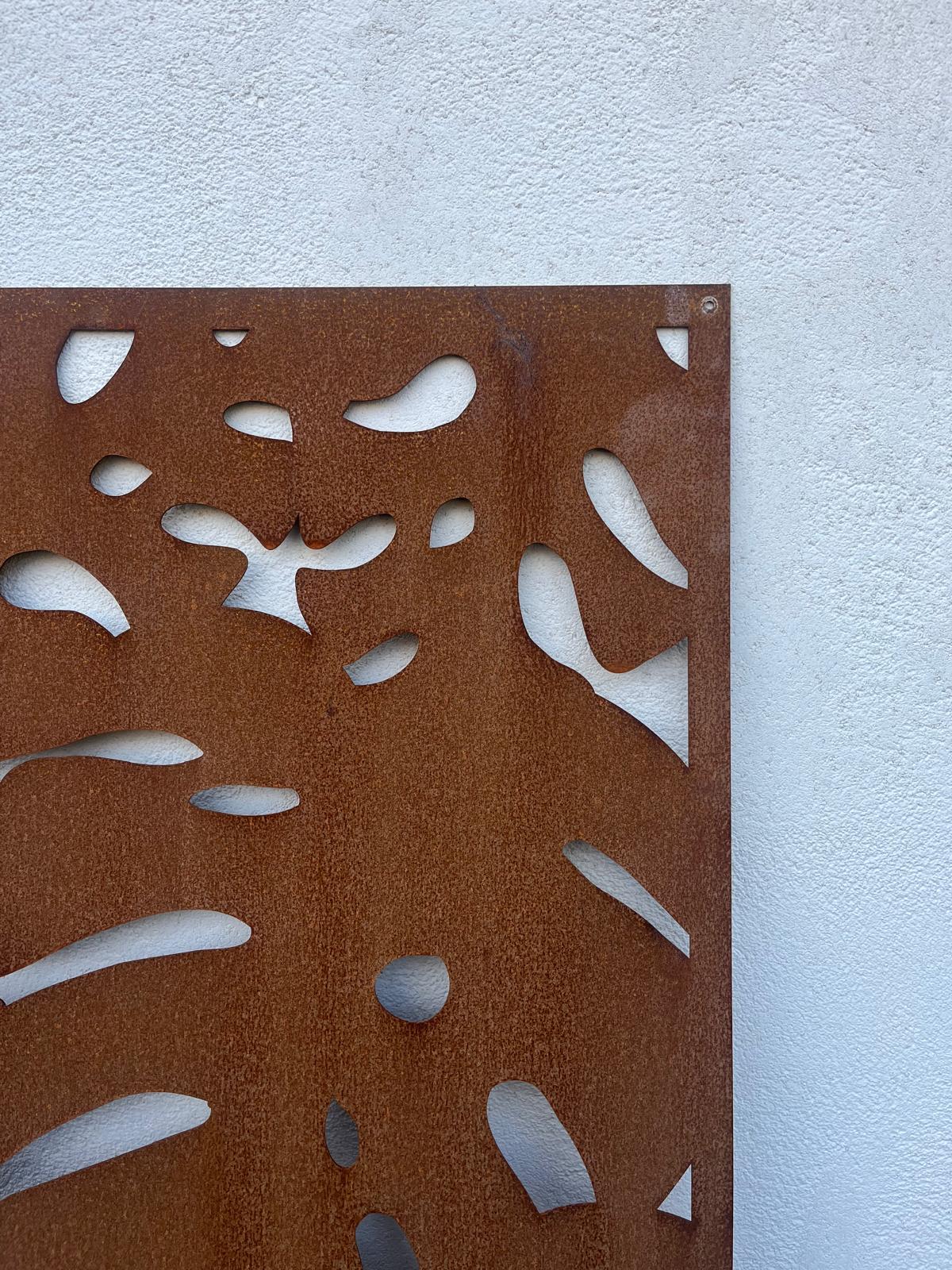 Corten Steel metal Wall Mounted Monstera Leaf Pattern Decorative Garden Panel Screen Wall Art 1200 - 2400mm