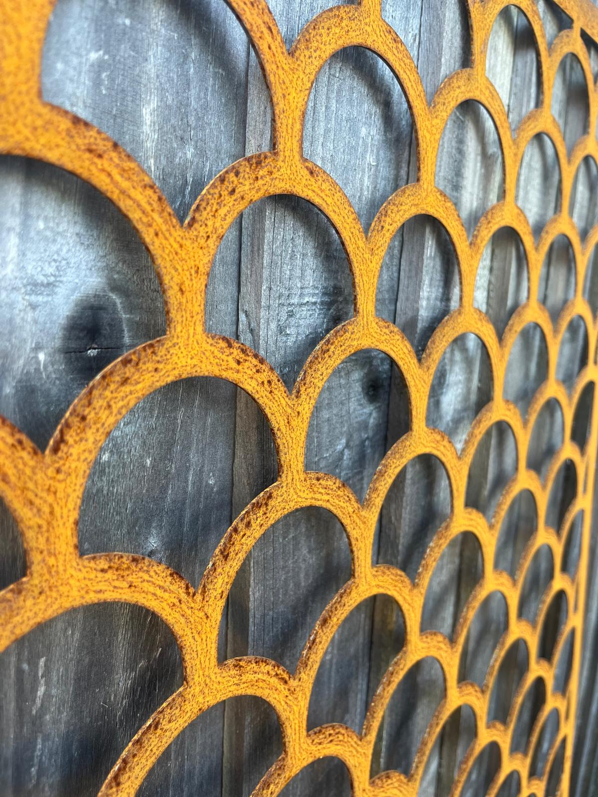 Corten Steel metal Wall Mounted Mermaid Scales Pattern Decorative Garden Panel Screen Wall Art 1200 - 2400mm
