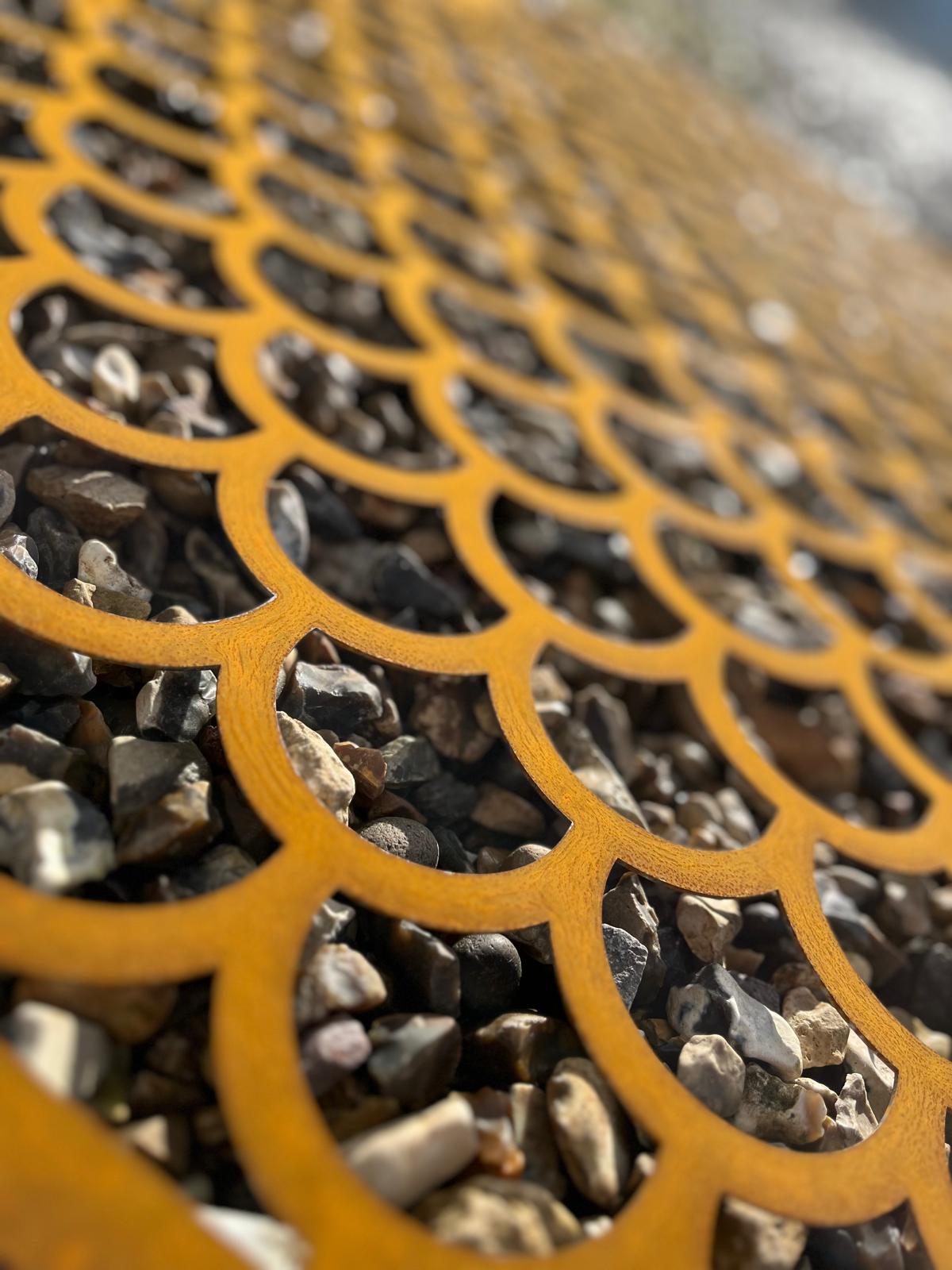 Corten Steel metal Wall Mounted Mermaid Scales Pattern Decorative Garden Panel Screen Wall Art 1200 - 2400mm