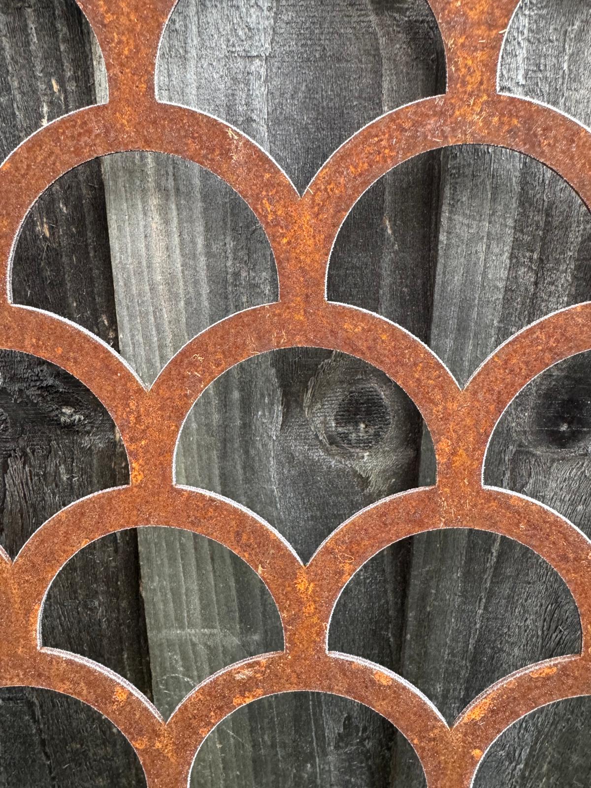 Corten Steel metal Wall Mounted Mermaid Scales Pattern Decorative Garden Panel Screen Wall Art 1200 - 2400mm