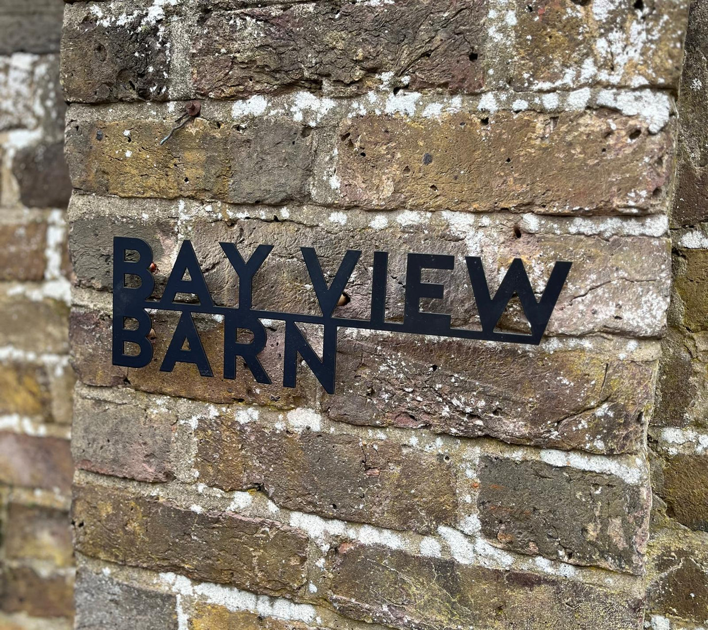Black Painted Stainless Steel Floating lasered cut out House Address Company Business Name Wall Mounted Sign Plaque