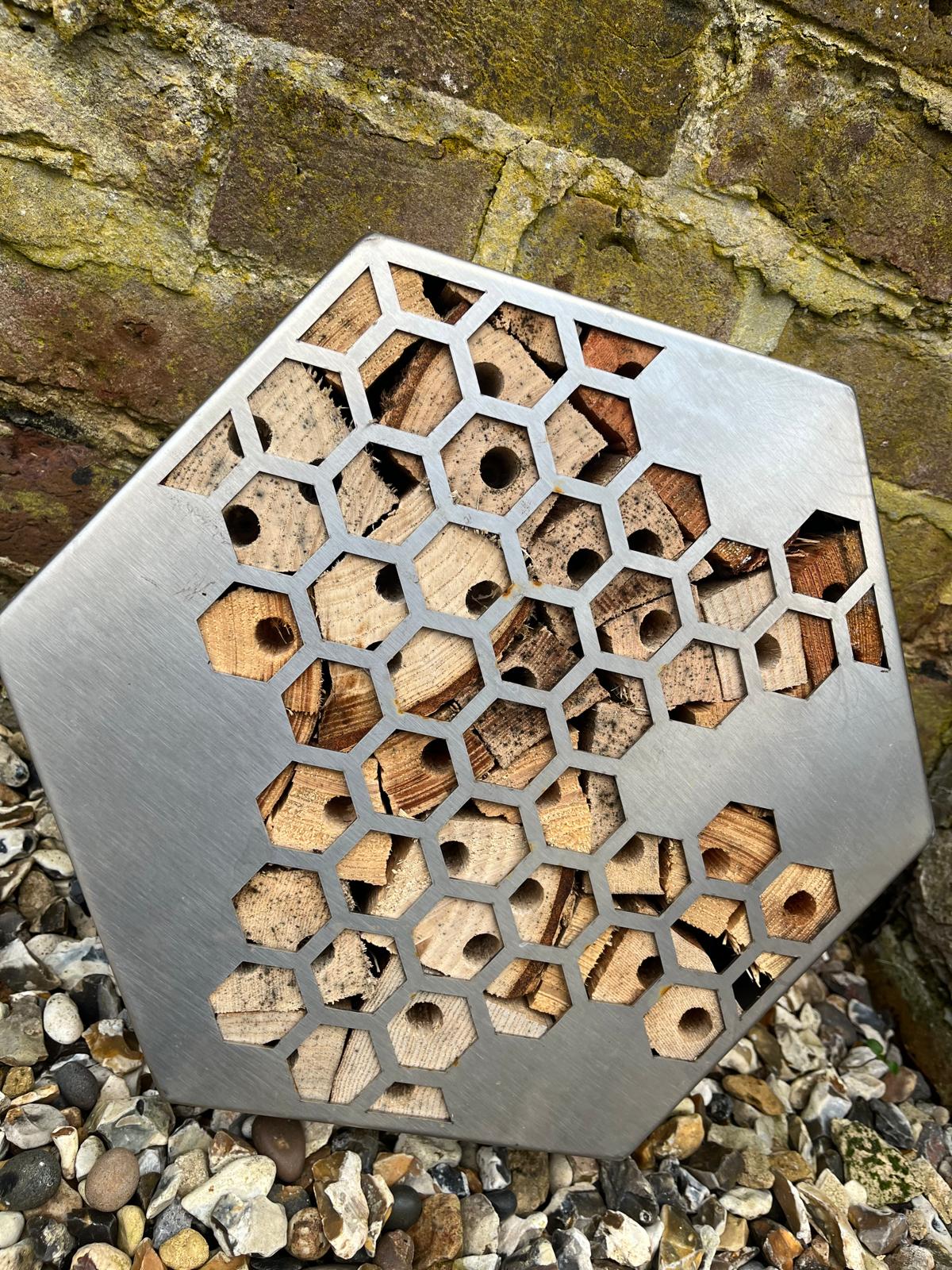 Brushed Stainless Steel Honeycomb Hexagon Bug Insect Hotel 200mm, 300mm , 400mm
