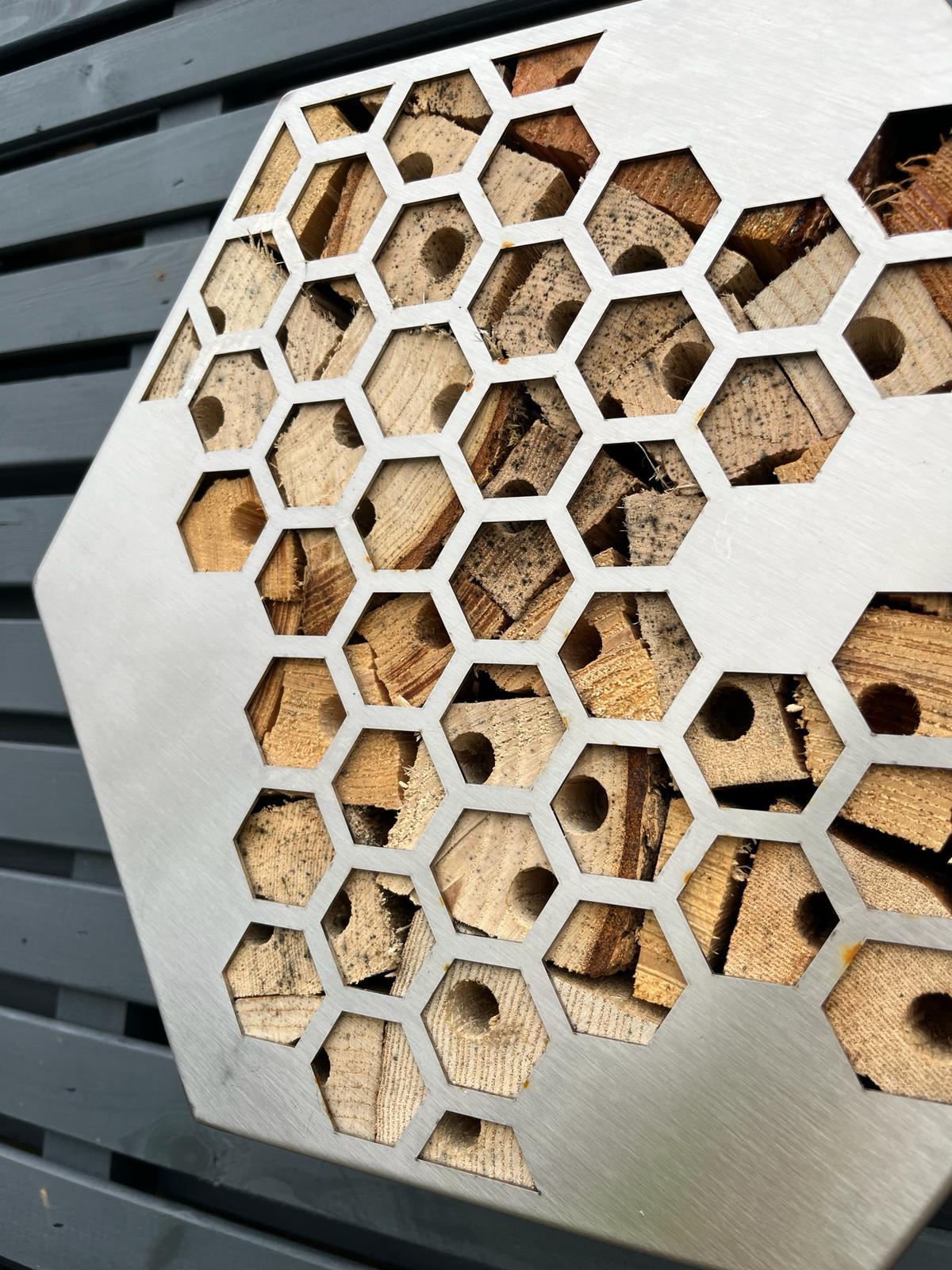 Brushed Stainless Steel Honeycomb Hexagon Bug Insect Hotel 200mm, 300mm , 400mm