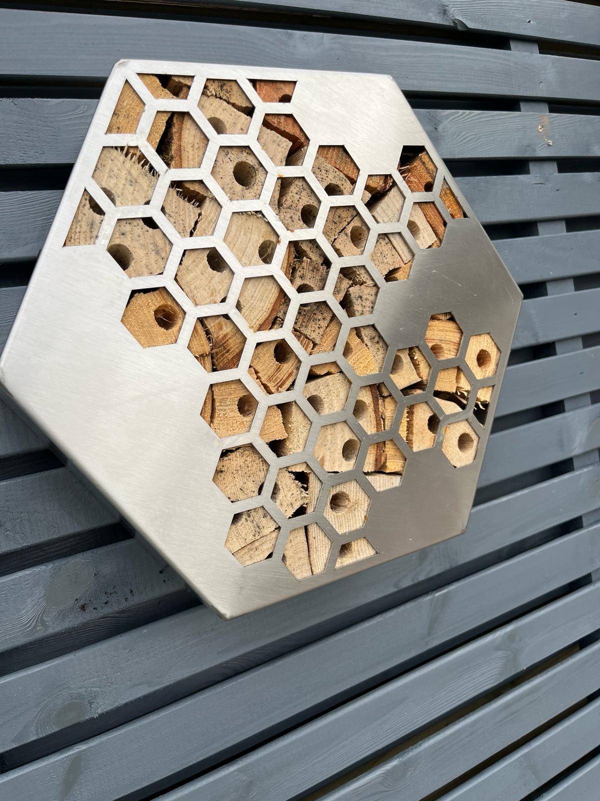 Brushed Stainless Steel Honeycomb Hexagon Bug Insect Hotel 200mm, 300mm , 400mm