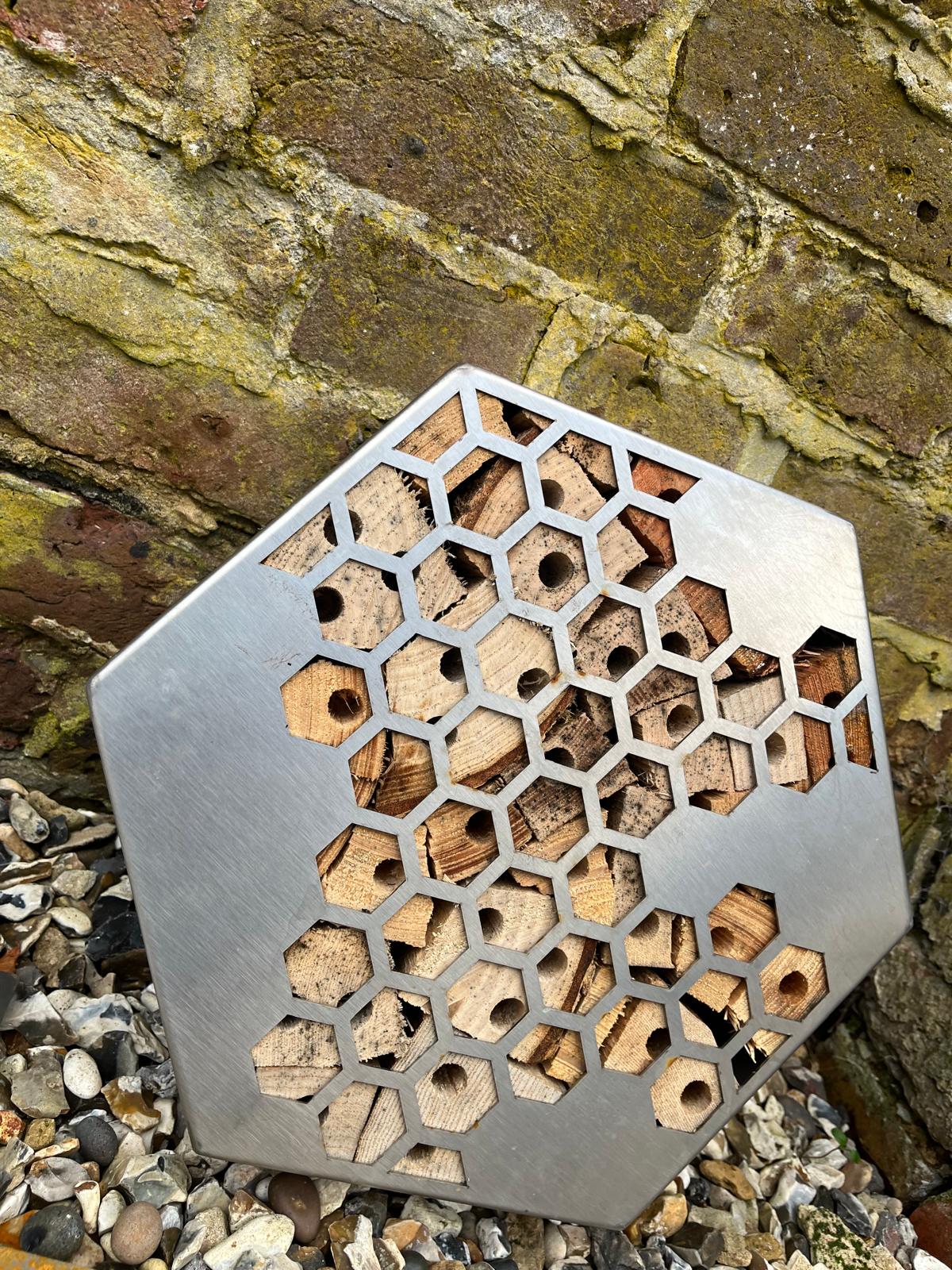 Brushed Stainless Steel Honeycomb Hexagon Bug Insect Hotel 200mm, 300mm , 400mm