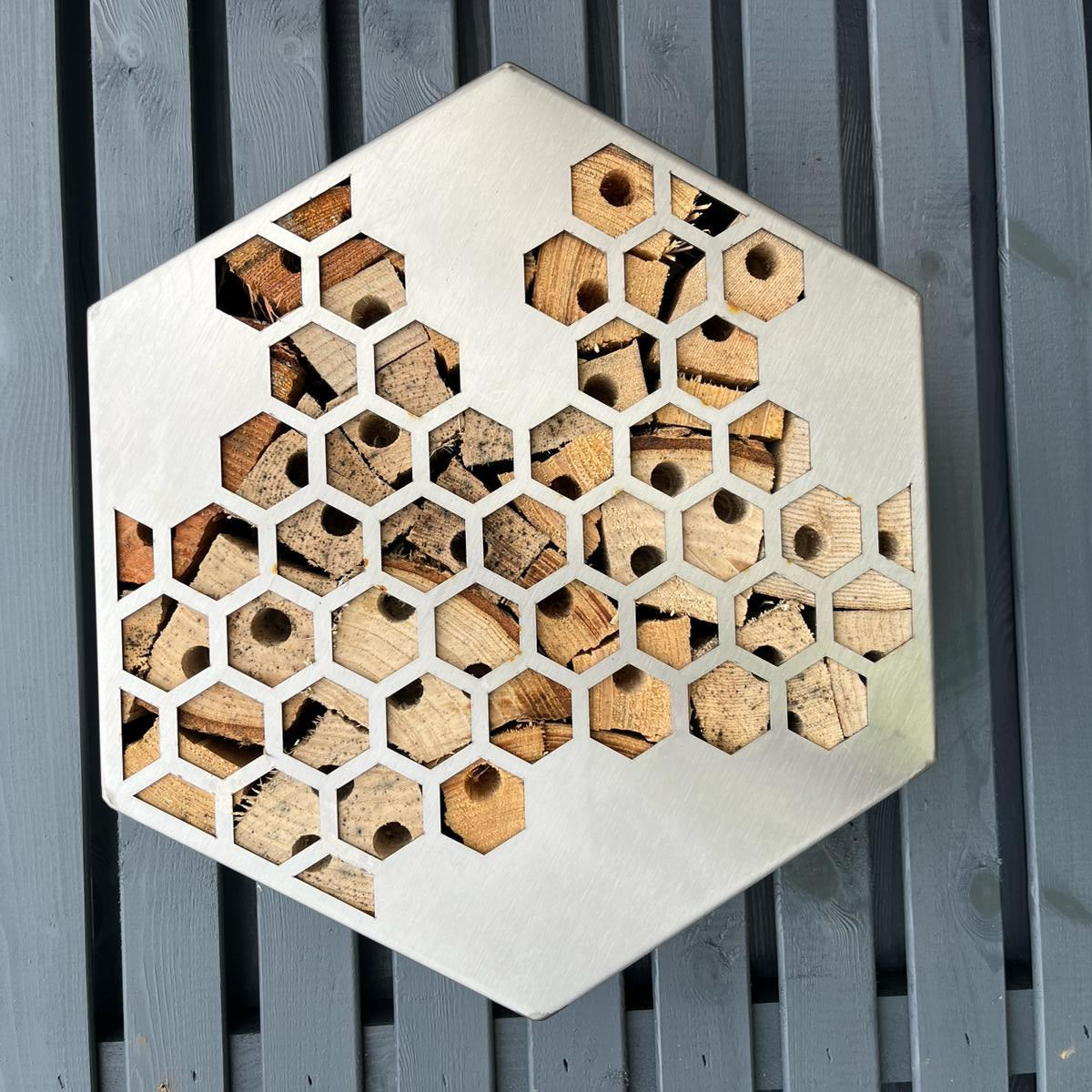 Brushed Stainless Steel Honeycomb Hexagon Bug Insect Hotel 200mm, 300mm , 400mm