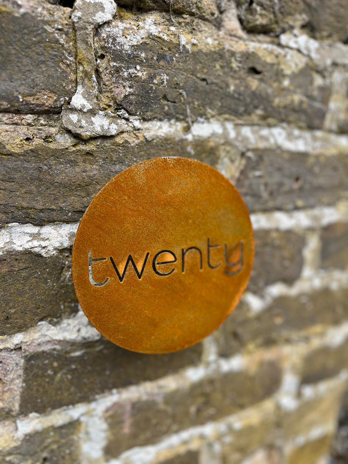 Corten Steel circular round door number toilet disabled sign plaque Company Business  Wall Mounted  100 x 250mm