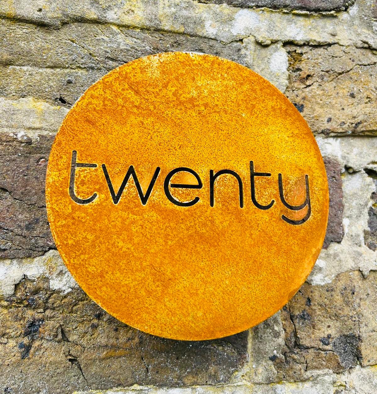 Corten Steel circular round door number toilet disabled sign plaque Company Business  Wall Mounted  100 x 250mm