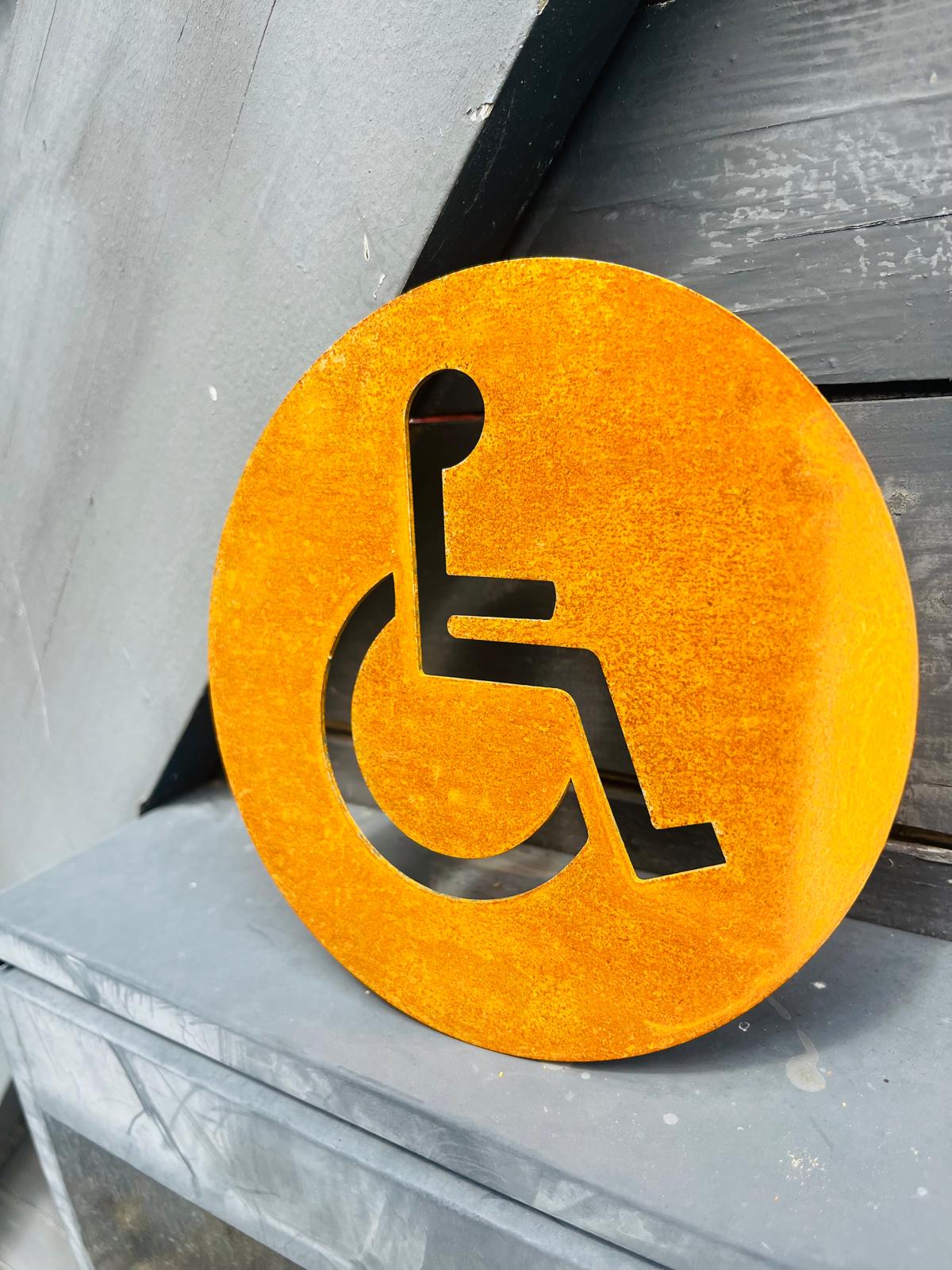 Corten Steel circular round door number toilet disabled sign plaque Company Business  Wall Mounted  100 x 250mm