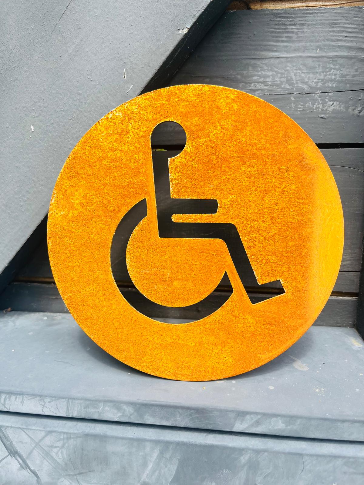 Corten Steel circular round door number toilet disabled sign plaque Company Business  Wall Mounted  100 x 250mm