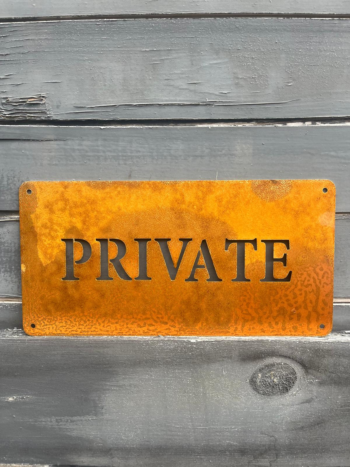 Corten Steel Private property warning sign bespoke personalised Wall Mounted Sign Plaque 200mm - 600mm