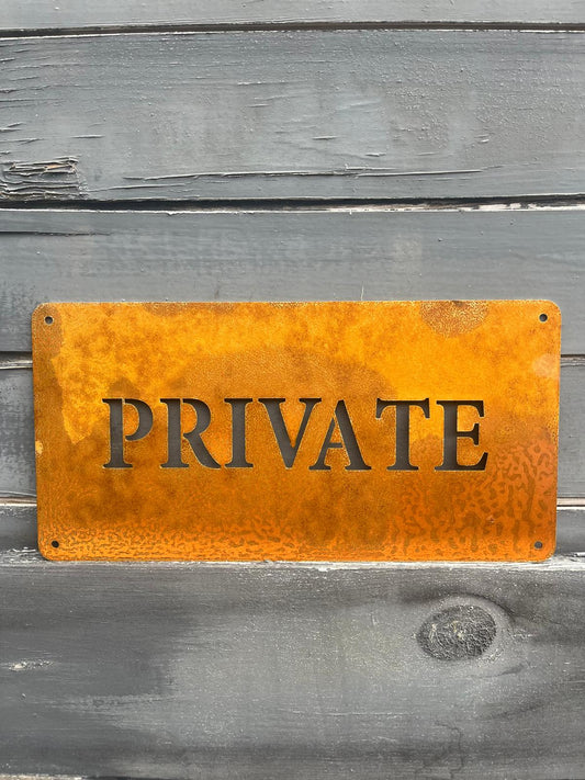 Corten Steel Private property warning sign bespoke personalised Wall Mounted Sign Plaque 200mm - 600mm