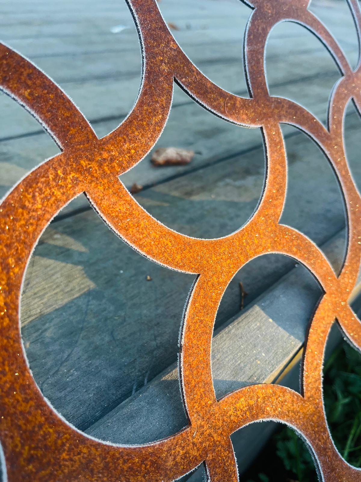 Corten Steel Wall Mounted Scalloped Decorative Garden Panel Screen Wall Art 1200 - 2400mm