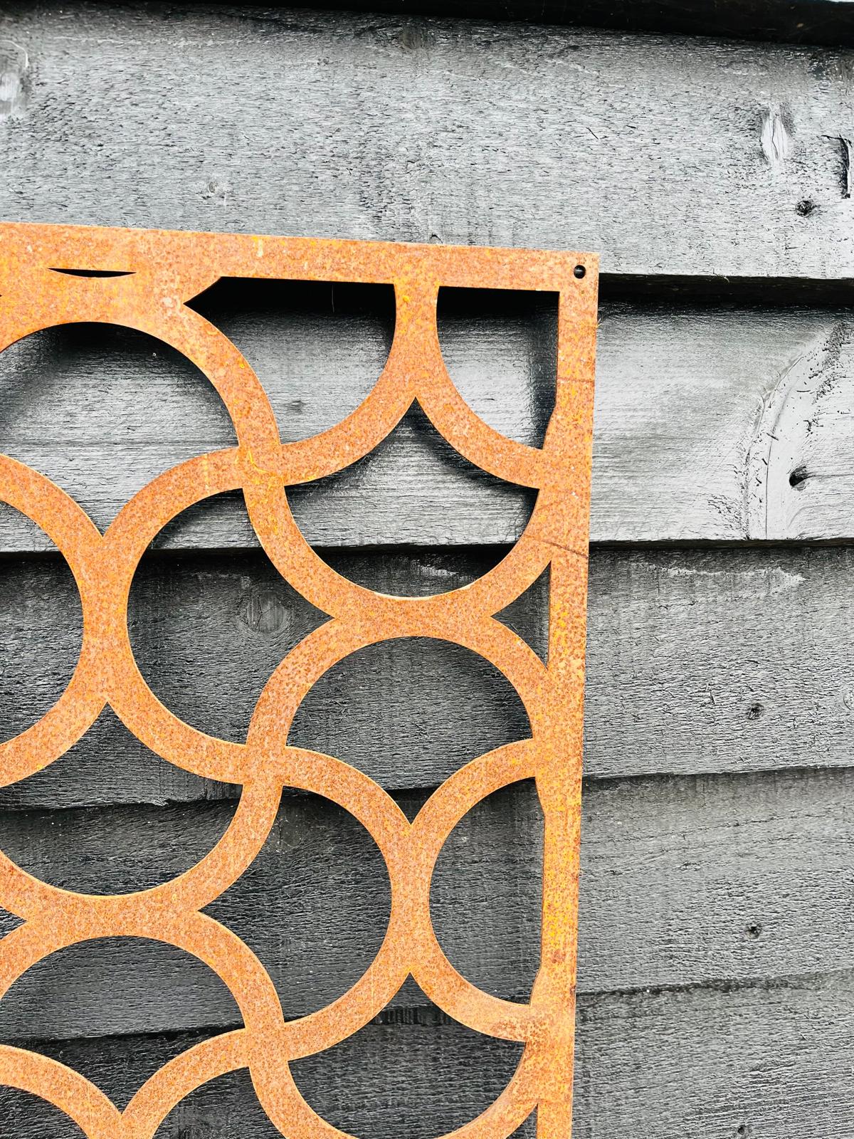Corten Steel Wall Mounted Scalloped Decorative Garden Panel Screen Wall Art 1200 - 2400mm