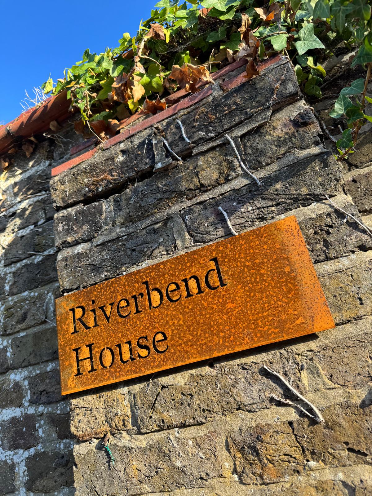 Corten Steel Folded Corner House Address Company Business Name Wall Mounted Sign Plaque 200mm - 600mm (Copy)