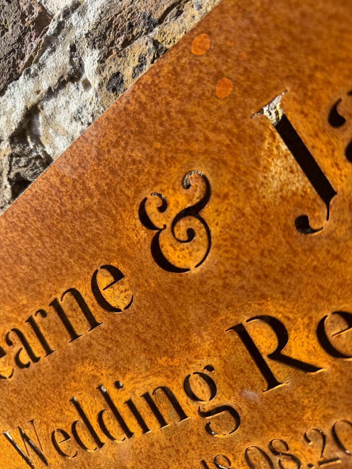 Corten Steel Wedding Ceremony Reception Wall Mounted Sign Plaque 200mm - 600mm (Copy)