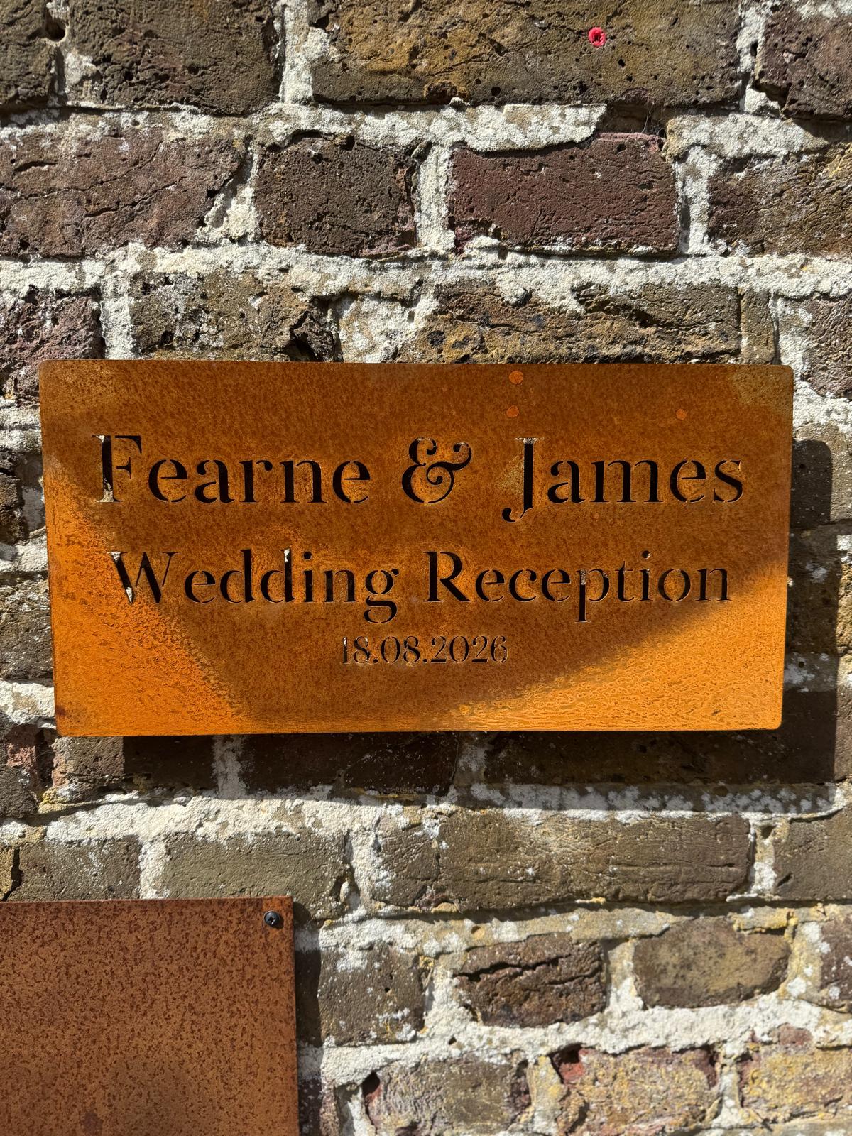 Corten Steel Wedding Ceremony Reception Wall Mounted Sign Plaque 200mm - 600mm (Copy)