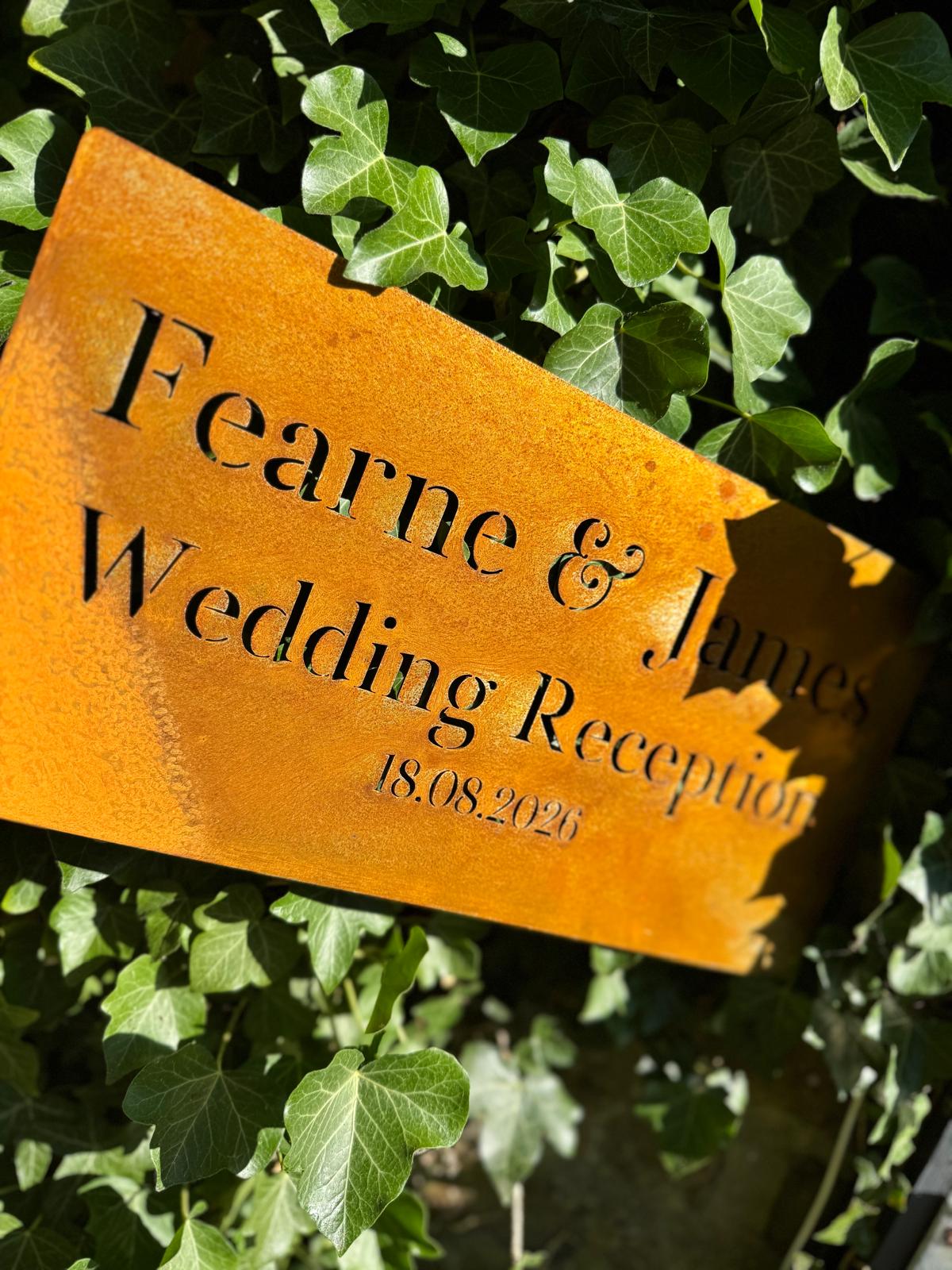 Corten Steel Wedding Ceremony Reception Wall Mounted Sign Plaque 200mm - 600mm (Copy)