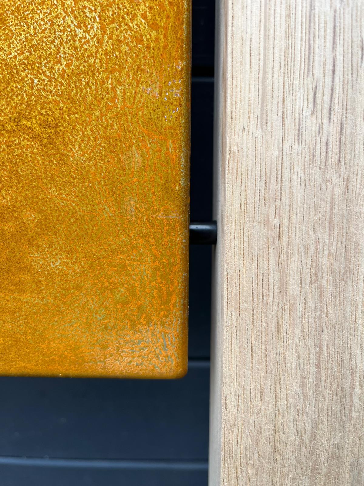 Corten Steel House Address Company Business Name Sign Oak posts Plaque 200mm - 600mm